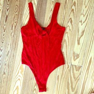 SHEIN Red Body Suit w/ Tie